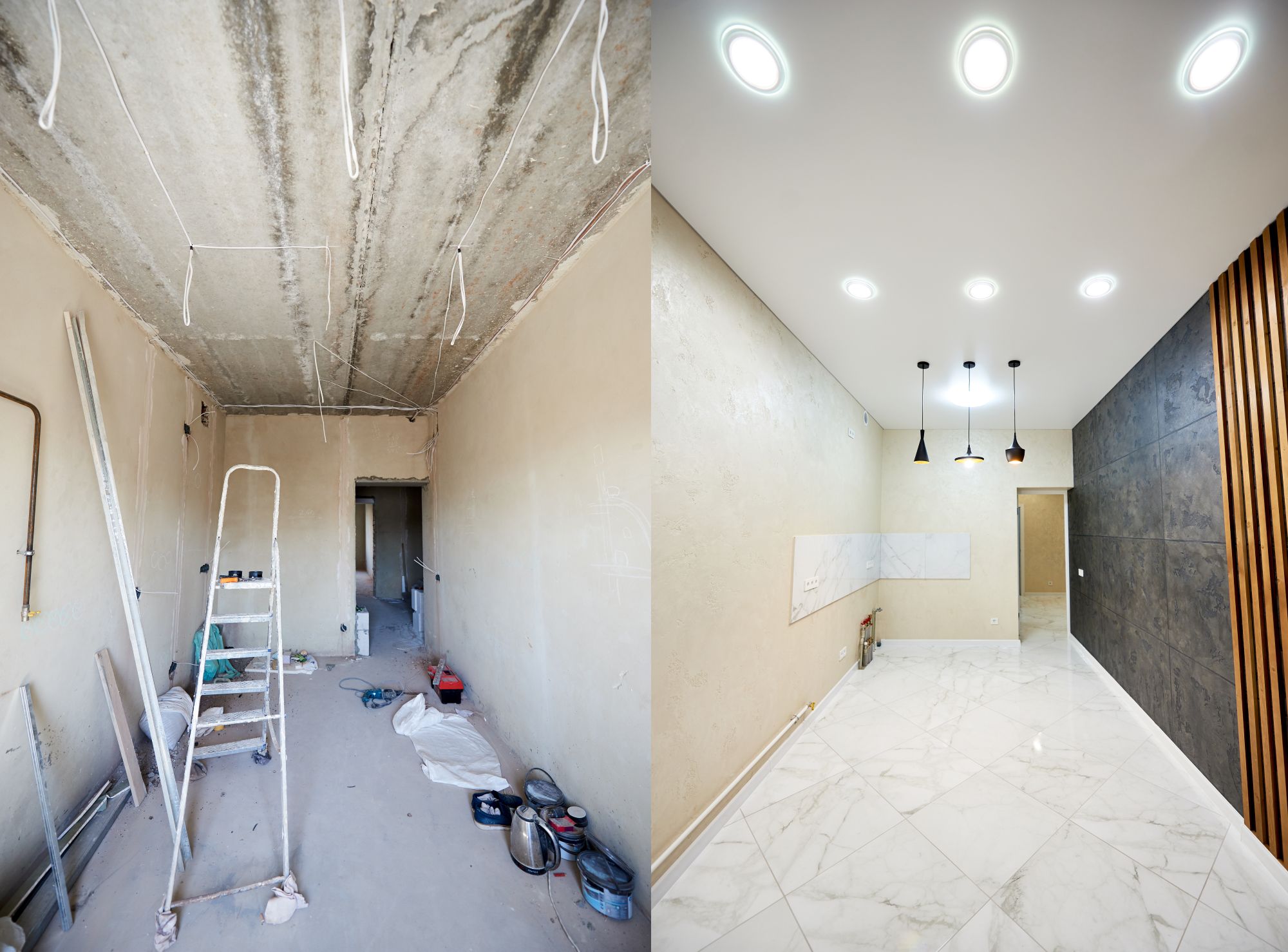 Cluttered before and after photo