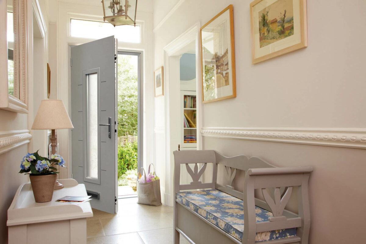 white aluminium front door