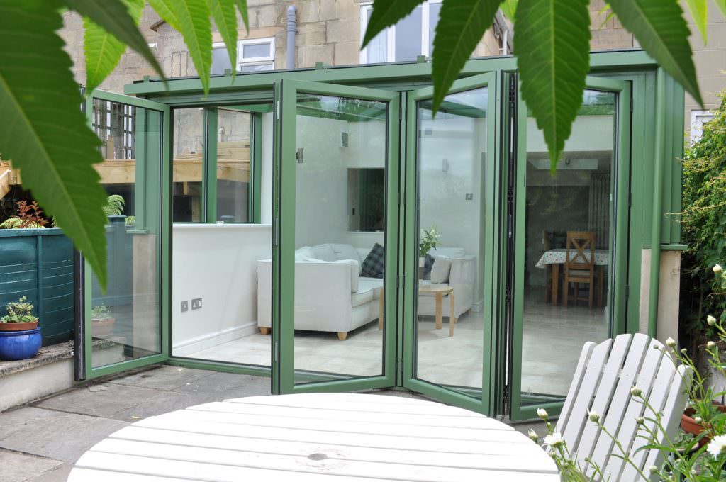 green Aluminium Bi-Fold Doors
