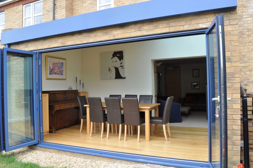 blue Aluminium Bi-Fold Doors